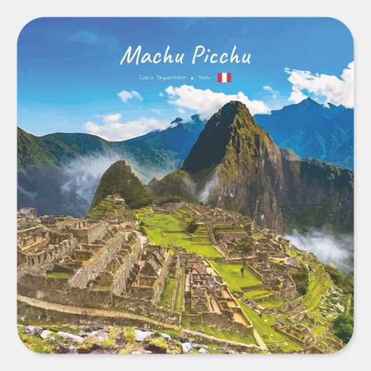 Machu Picchu, Peru - Inca Citadel Ruïnes Vierkante Sticker (Voorkant)