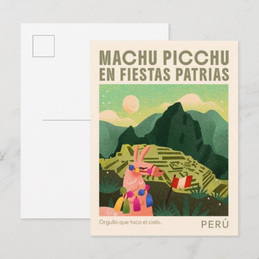 Machu Picchu Peru Kunst Reisreproducties Briefkaart (Voorkant / Achterkant)