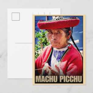 Machu Picchu Peru lokale oude vrouw cadeaus Feestdagenkaart