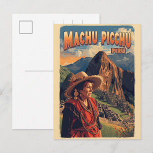 Machu Picchu Peru lokale oude vrouw cadeaus Feestdagenkaart