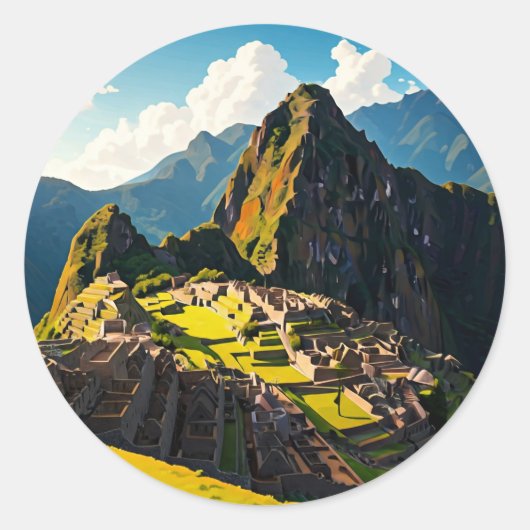 Machu Picchu Peru Reissouvenir Ronde Sticker (Voorkant)