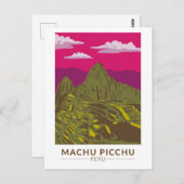 Machu Picchu Peru Reizen Kunst Retro Briefkaart (Voorkant / Achterkant)