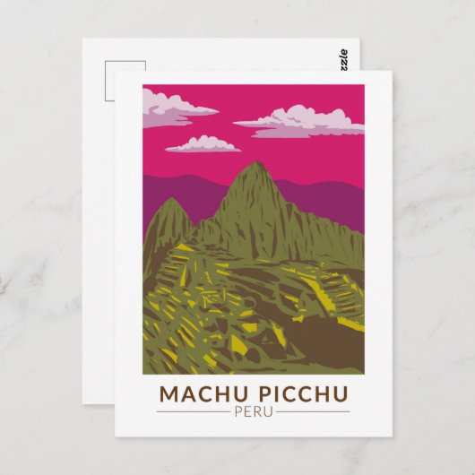Machu Picchu Peru Reizen Kunst Retro Briefkaart (Voorkant / Achterkant)