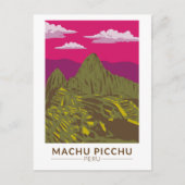 Machu Picchu Peru Reizen Kunst Retro Briefkaart (Voorkant)