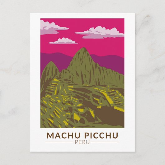 Machu Picchu Peru Reizen Kunst Retro Briefkaart (Voorkant)