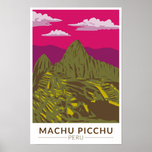 Machu Picchu Peru Reizen Kunst Retro Poster