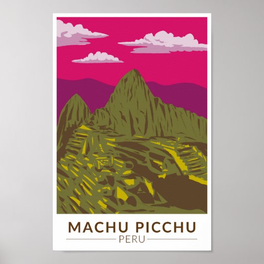 Machu Picchu Peru Reizen Kunst Retro Poster (Voorkant)