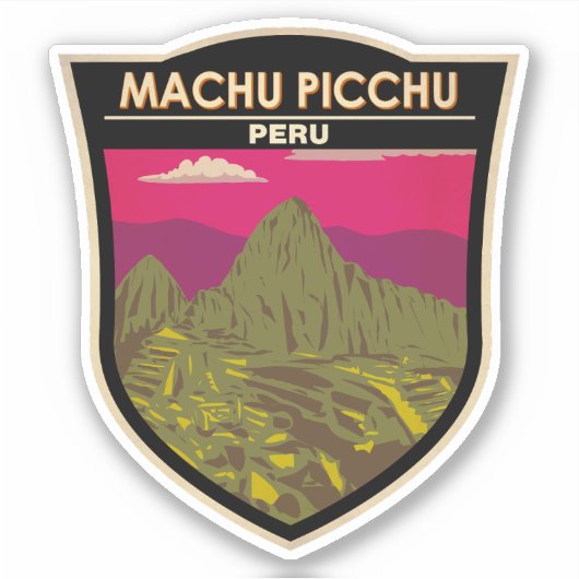 Machu Picchu Peru Reizen Kunst Retro Sticker (Voorkant)
