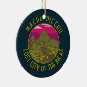 Machu Picchu Peru Retro Distress Circle Keramisch Ornament (Rechts)