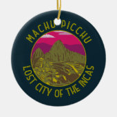 Machu Picchu Peru Retro Distress Circle Keramisch Ornament (Voorkant)