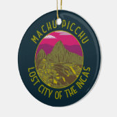 Machu Picchu Peru Retro Distress Circle Keramisch Ornament (Links)