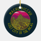 Machu Picchu Peru Retro Distress Circle Keramisch Ornament (Achterkant)