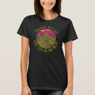 Machu Picchu Peru Retro Distress Circle T-shirt