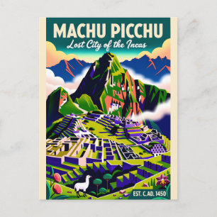 Machu Picchu Peru Retro Reisposter Kunst Briefkaart
