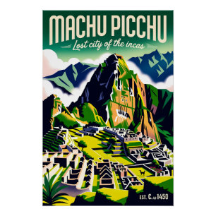 Machu Picchu Peru Retro Reisposter Kunst Perfect Poster