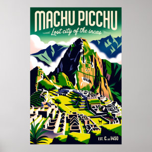 Machu Picchu Peru Retro Reisposter Kunst Poster