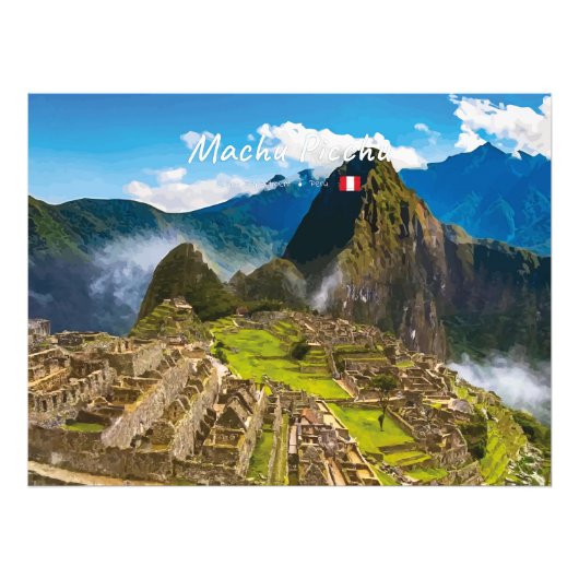 Machu Picchu, Peru - Ruïnes van het Inca-bolwerk Foto Afdruk (Voorkant)