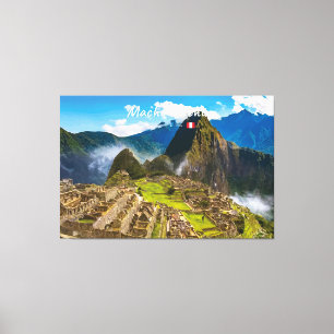Machu Picchu, Peru - Ruïnes van Inca-citadel Canvas Afdruk