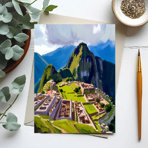 Machu Picchu Peru Schilderij Briefkaart