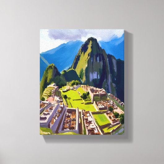Machu Picchu Peru Schilderij Canvas Afdruk (Voorkant)
