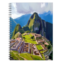Machu Picchu Peru Schilderkunst Reis Kunst Notitieboek