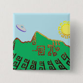 Machu Picchu Peru Tekening Vierkante Button 5,1 Cm (Voorkant)