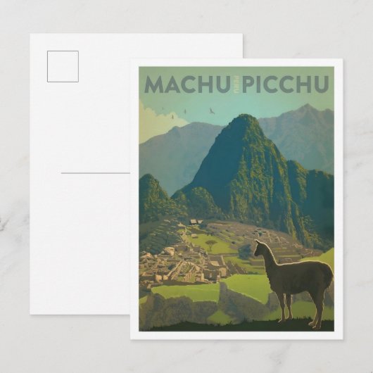 Machu Picchu Peru Vintage Reis Kunst Briefkaart (Voorkant / Achterkant)