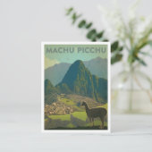 Machu Picchu Peru Vintage Reis Kunst Briefkaart (Staand voorkant)