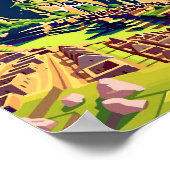 Machu Picchu Peru vintage reisillustratie Poster (Hoek)