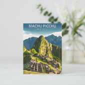 Machu Picchu Peru Vintage Reizen Briefkaart (Staand voorkant)