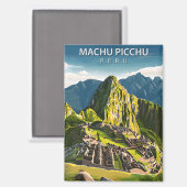 Machu Picchu Peru Vintage Reizen Magneet (Voorkant / Achterkant)