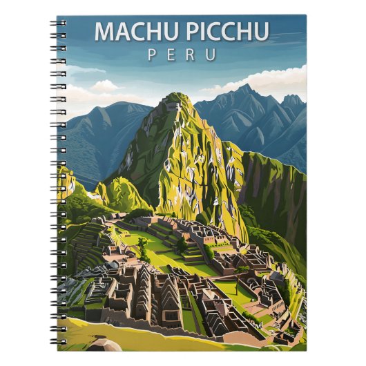 Machu Picchu Peru Vintage Reizen Notitieboek (Voorkant)