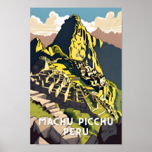 Machu picchu peru vintage reizen piek latijn alpac