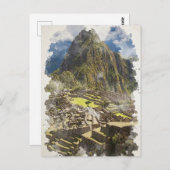 Machu Picchu Peru Waterverf Briefkaart (Voorkant / Achterkant)