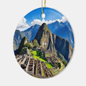 Machu Picchu Peru Waterverf Keramisch Ornament (Links)