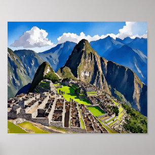 Machu Picchu Peru Waterverf Poster