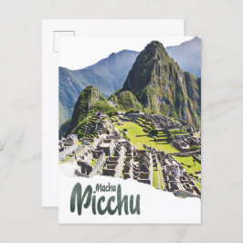 Machu Picchu Peru Waterverf Schilderij Reizen Briefkaart