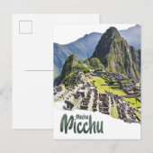 Machu Picchu Peru Waterverf Schilderij Reizen Briefkaart (Voorkant / Achterkant)
