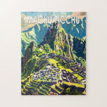 Machu Picchu Peru Zuid-Amerika Reizen Kunst Vintag Legpuzzel<br><div class="desc">Vectorillustraties van Machu Picchu. Machu Picchu is een Incan citadel die hoog is in het Andes-gebergte in Peru,  boven de rivier de Urubamba.</div>