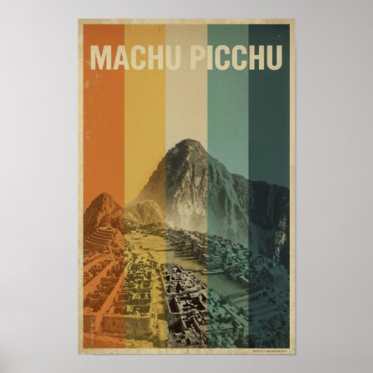 Machu Picchu Retro Reizen Poster (Voorkant)