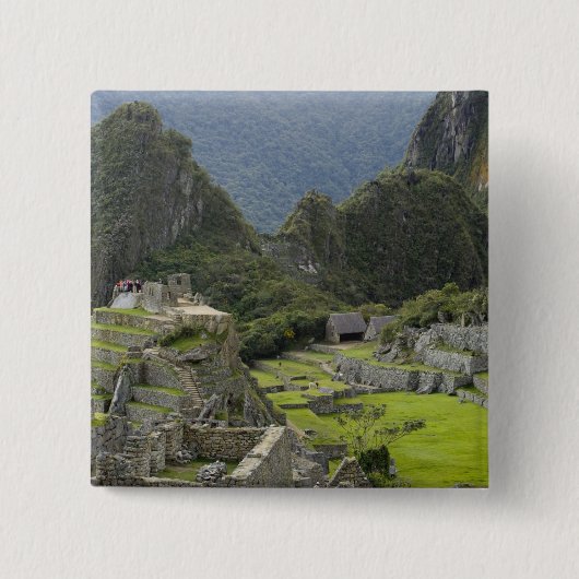 Machu Picchu, ruïnes of Inca city, Peru. 2 Vierkante Button 5,1 Cm (Voorkant)