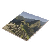 Machu Picchu, ruïnes of Inca city, Peru. Tegeltje (Zijkant)