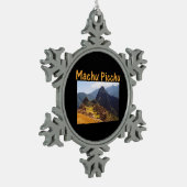 machu picchu ruïnes peru zonsopgang tin sneeuwvlok ornament (Links)