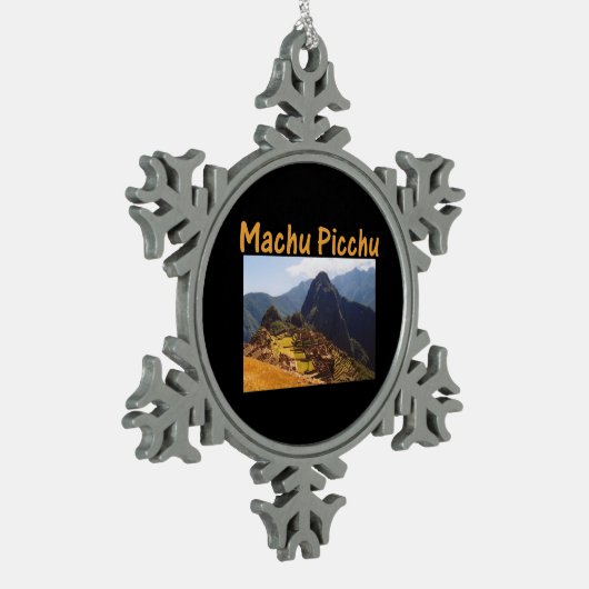 machu picchu ruïnes peru zonsopgang tin sneeuwvlok ornament (Links)