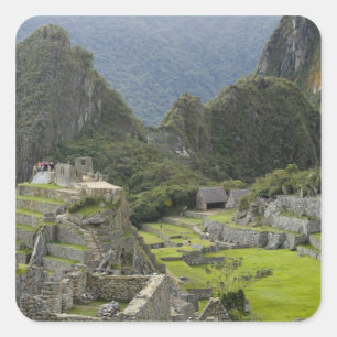 Machu Picchu, ruïnes van Inca-stad, Peru. 2 Vierkante Sticker