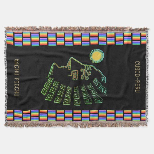 Machu_Picchu Silhouette & Rainbow-kleuren Deken (Voorkant)