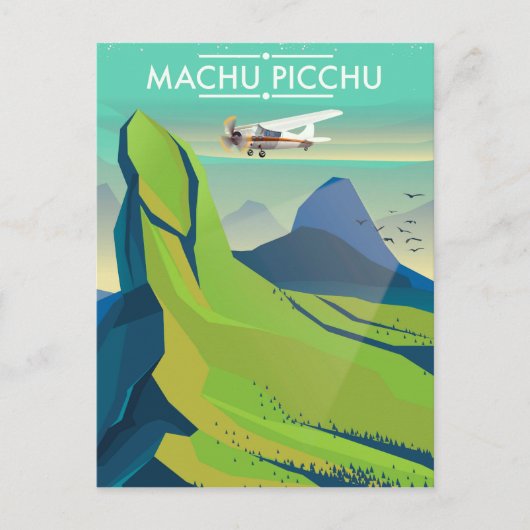 Machu Picchu Vlucht Reisposter Briefkaart (Voorkant)