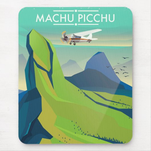 Machu Picchu Vlucht Reisposter Muismat (Voorkant)