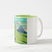Machu Picchu vluchtreisposter Tweekleurige Koffiemok (Voorkant rechts)
