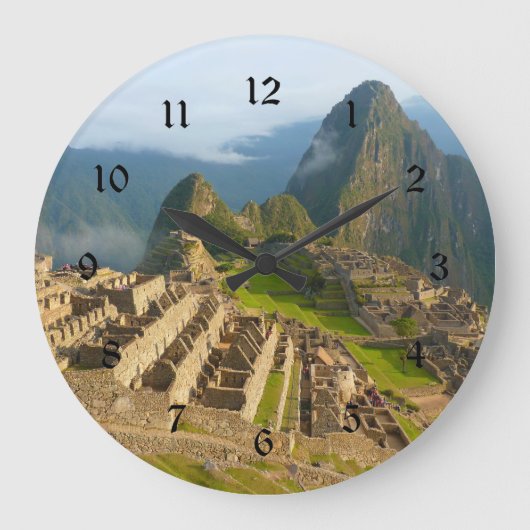Machu Picchu-wandklok met zwarte cijfers Grote Klok (Voorkant)